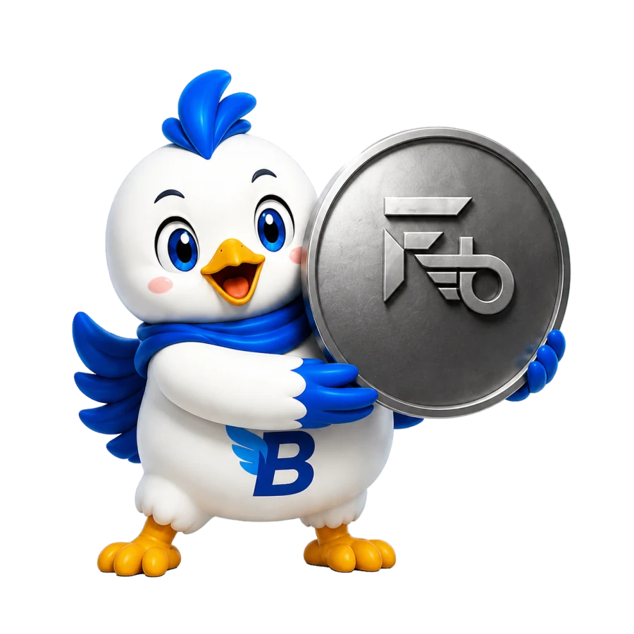FLYING-B PERSONALのマスコットが公式エンブレムを抱えている